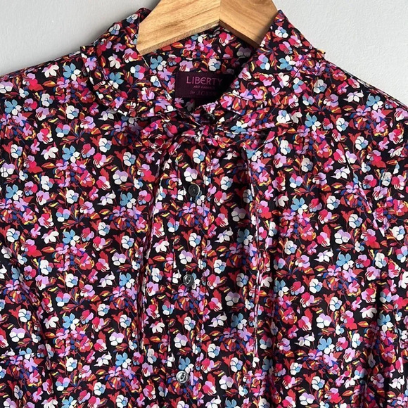 J Crew Tie Neck Tuxedo Shirt Ruffles Liberty Art Fabrics Sarah Print - Picture 7 of 12